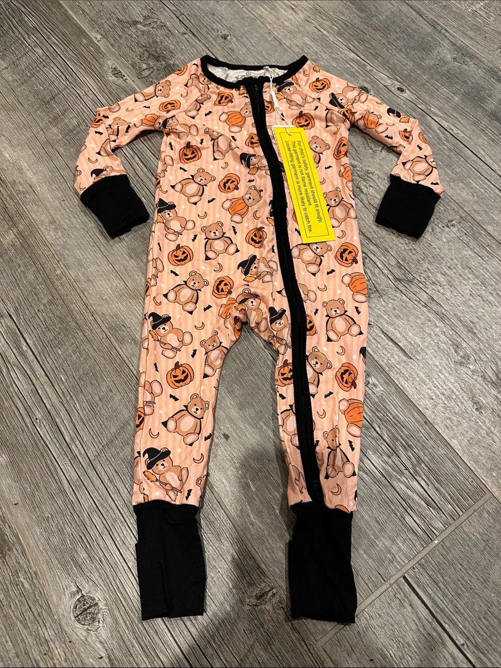 Caden Lane Halloween Beary Scary Bamboo Convertible Zip Romper Pajama NWT